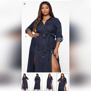 Fashion Nova Denim Maxi Dress "The Round Up Denim Maxi Dress"